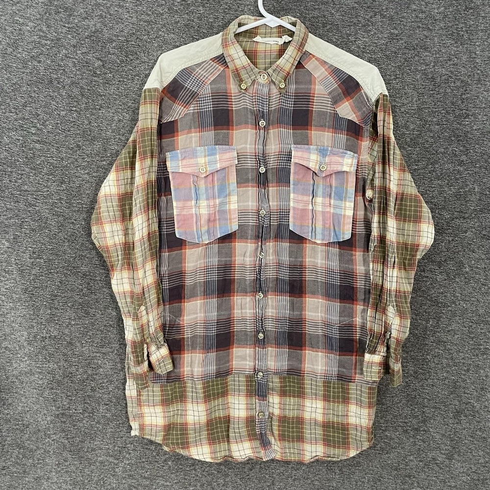 Isabel Marant Étoile Shirt Dress Sz 40 (L) Patchwork Plaid Button Tunic Western